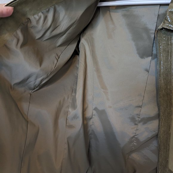 St. John |  Olive |  REAL Leather - Snake & Suede Jacket!! | M | EUC | Rich Mom - Picture 6 of 11